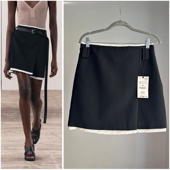 Zara Dresses & Skirts - NWT Zara Mixed Mini Skirt ZW Collection Black 2538/707 Size M NWT